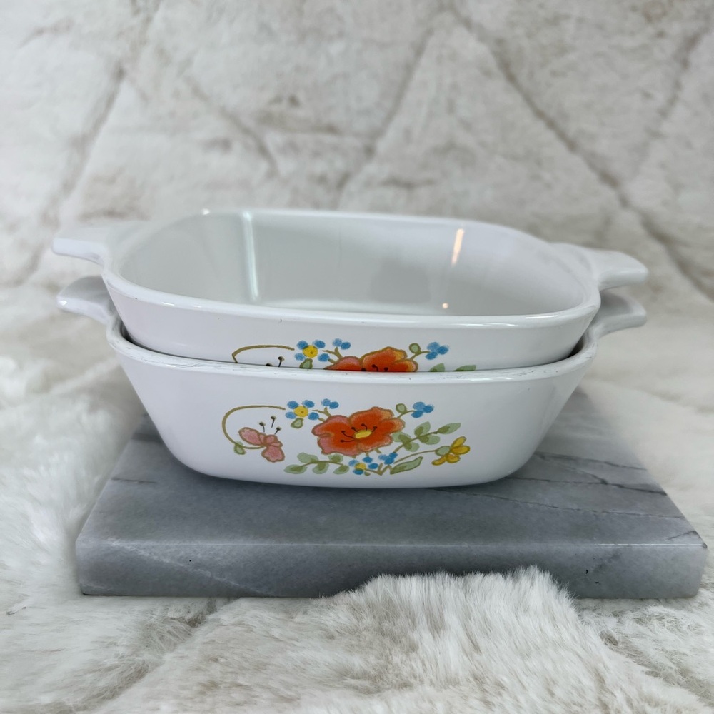 Vintage CorningWare Wildflower P-43-B 2 3/4 Cup Petite Pans Set of 2